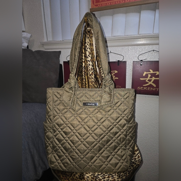 Calvin Klein Handbags - Calvin Klein Quilted Drab Olive Green Tote Bag